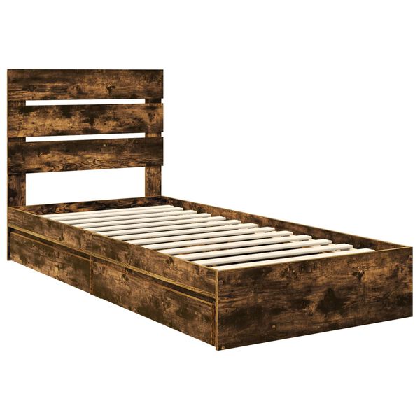 vidaXL Lit de Rangement Ch&ecirc;ne fum&eacute; 90 x 190 cm Bois d'ing&eacute;nierie