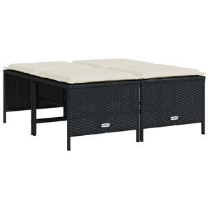 vidaXL Tabourets de jardin avec coussins lot de 4 noir r&eacute;sine tress&eacute;e
