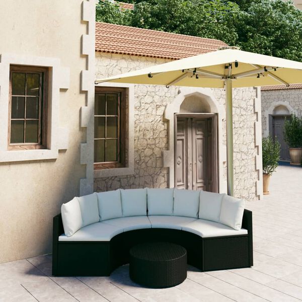 vidaXL Salon de jardin 5 pcs avec coussins R&eacute;sine tress&eacute;e Noir