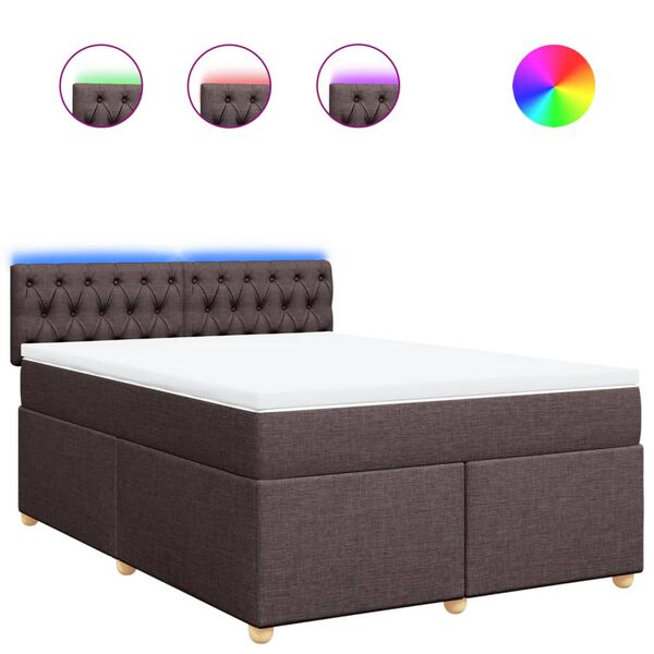 vidaXL Sommier &agrave; lattes de lit avec matelas Marron fonc&eacute; 160x200 cm