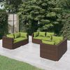 vidaXL Salon de jardin 6 pcs avec coussins R&eacute;sine tress&eacute;e Marron
