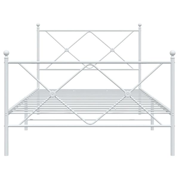 vidaXL Cadre de lit m&eacute;tal sans matelas et pied de lit blanc 107x203 cm