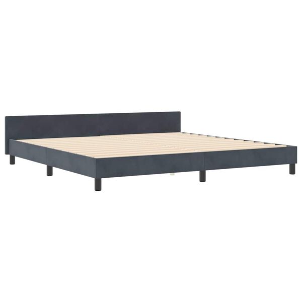 vidaXL Lit &agrave; ressorts avec t&ecirc;te de lit Gris fonc&eacute; 200 x 200 cm Velours