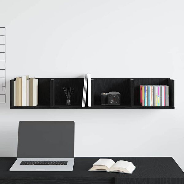 vidaXL &Eacute;tag&egrave;re Murale Ch&ecirc;ne noir 100 x 18 x 18 cm Bois d'ing&eacute;nierie