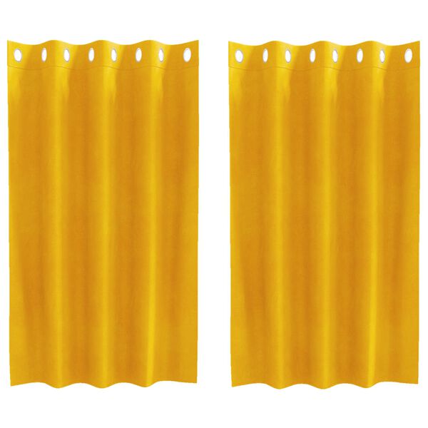 vidaXL Rideaux occultants 2 pcs Jaune moutarde 140 x 140 cm Velours