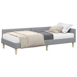 vidaXL Cadre de lit d'angle avec matelas 2 pcs Gris clair tissu