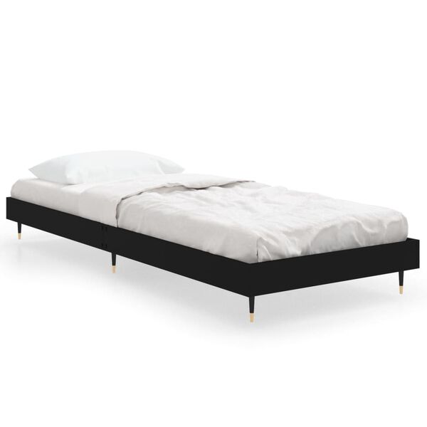vidaXL Cadre de lit sans matelas noir 75x190 cm bois ing&eacute;nierie