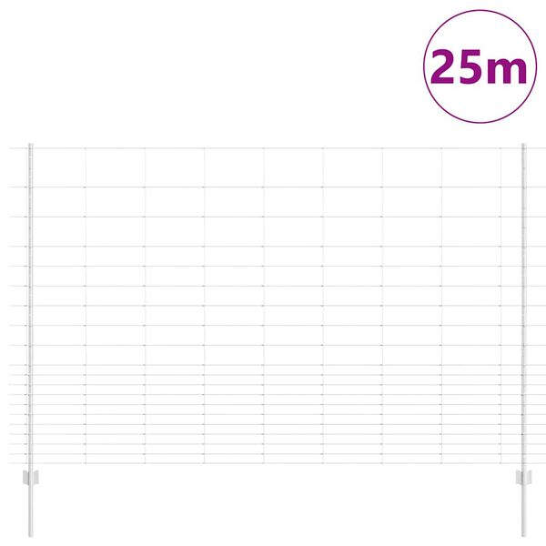 vidaXL Cl&ocirc;ture avec poteau Argent&eacute; 1,6 x 25 m Acier