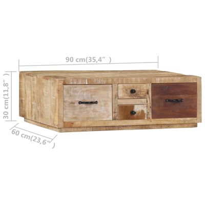 vidaXL Table basse 90x60x30 cm Bois de manguier massif