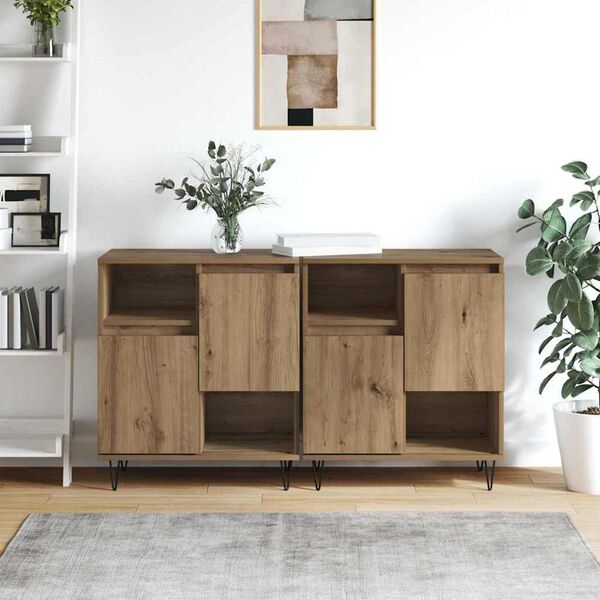 vidaXL Buffet 2 pcs Ch&ecirc;ne artisanal 60 x 35 x 70 cm
