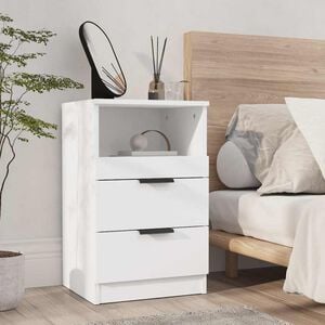 vidaXL Table de chevet Blanc Bois d'ing&eacute;nierie