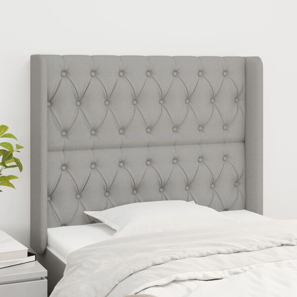 vidaXL T&ecirc;te de lit avec oreilles Gris clair 93x16x118/128 cm Tissu