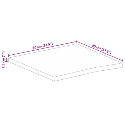 vidaXL Dessus de table 80x80x2,5 cm bord vif bois massif manguier brut