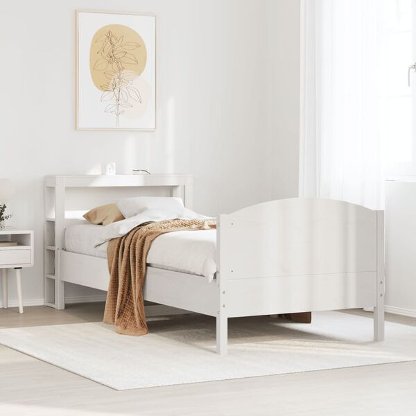 vidaXL Cadre de lit sans matelas blanc 90x190 cm bois de pin massif