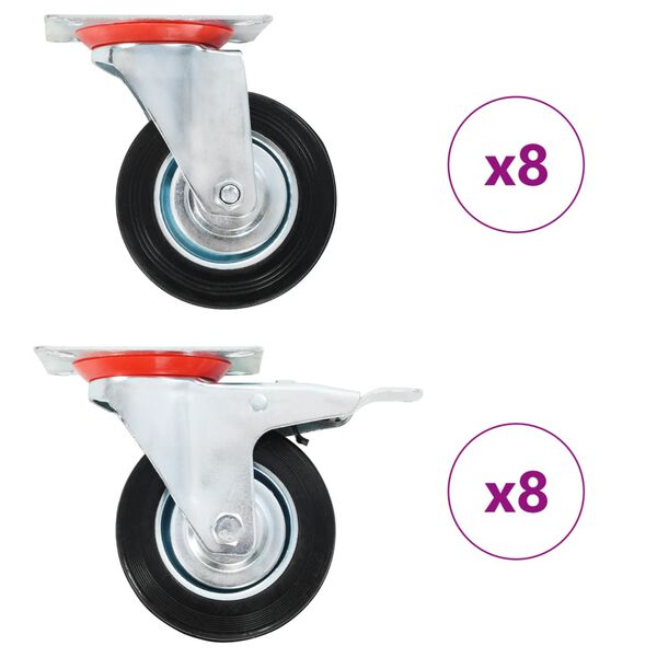 vidaXL 16 pcs Roulettes pivotantes 100 mm