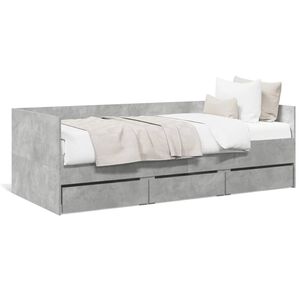 vidaXL Lit de jour avec tiroirs sans matelas gris b&eacute;ton 90x190 cm