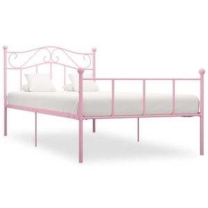 vidaXL Cadre de lit sans matelas rose m&eacute;tal 100x200 cm