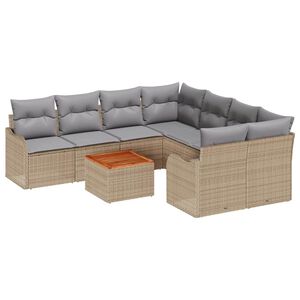 vidaXL Ensemble de canap&eacute; de jardin avec coussin 9 pcs Beige polyrotin