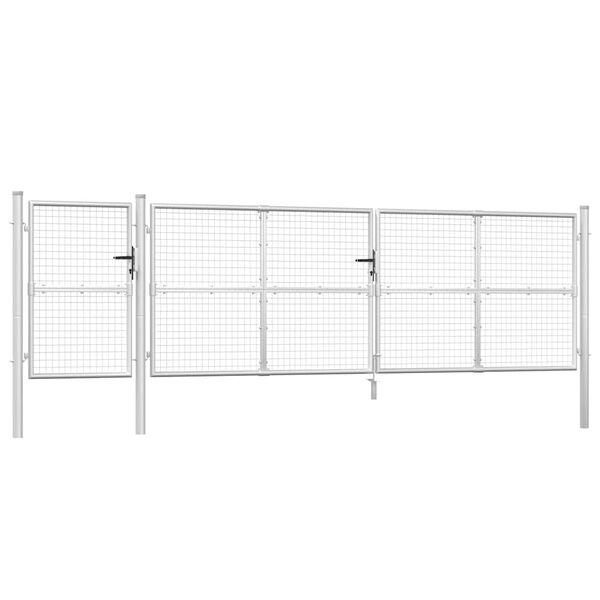 vidaXL Portail de jardin grillag&eacute; argent&eacute; 500 x 125 cm en acier galvanis&eacute;