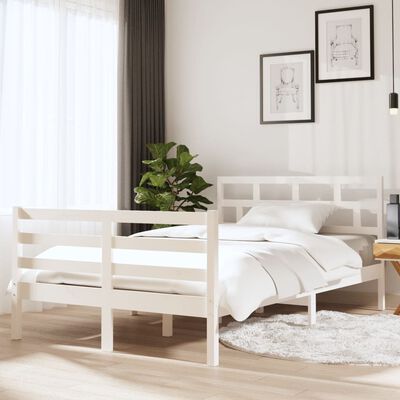 vidaXL Cadre de lit Blanc 120x190 cm Petit double Bois massif