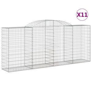 vidaXL Paniers &agrave; gabions arqu&eacute;s 11 pcs 300x50x120/140 cm fer galvanis&eacute;