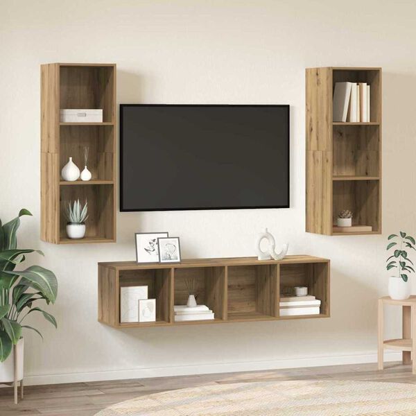 vidaXL Ensemble meuble TV 3 pcs Ch&ecirc;ne artisanal Bois d'ing&eacute;nierie