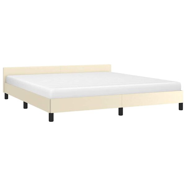 vidaXL Cadre de lit avec tête de lit sans matelas crème 160x200 cm