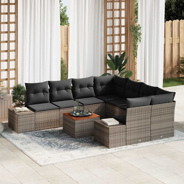 vidaXL Ensemble de canapé de jardin 9 pcs Gris