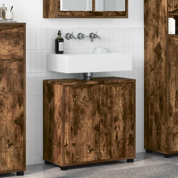 vidaXL Armoire de lavabo de salle de bain Ch&ecirc;ne fum&eacute; 60 x 30 x 60 cm