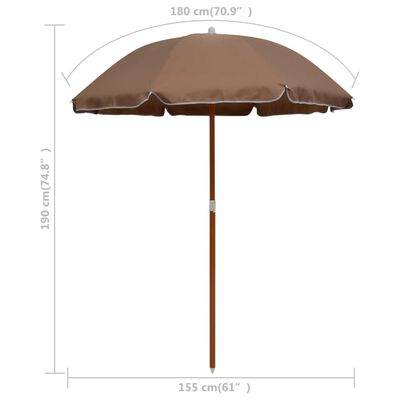 vidaXL Parasol de jardin avec mât en acier 180 cm taupe