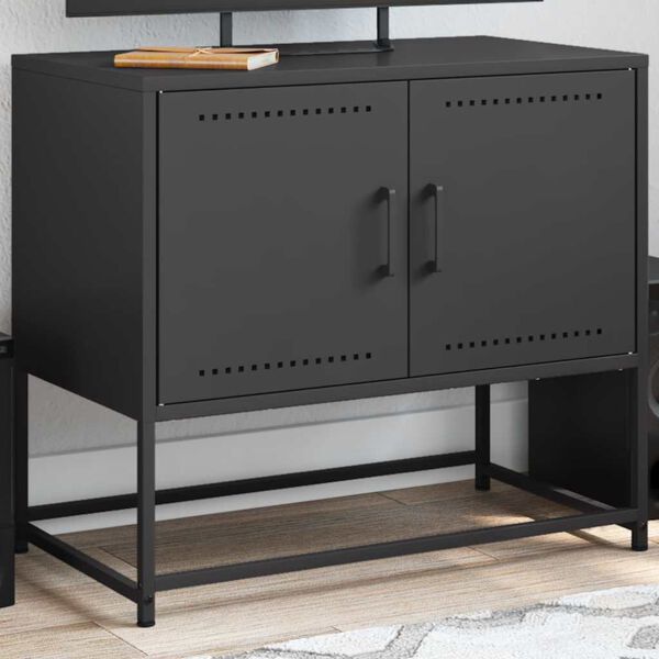 vidaXL Meuble TV noir 68,5x39x60,5 cm acier