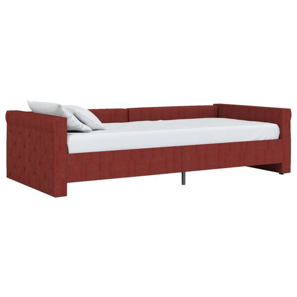 vidaXL Lit avec matelas et &eacute;clairage USB Rouge bordeaux Tissu 90x200cm