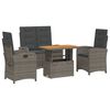 vidaXL Ensemble &agrave; manger jardin 4pcs et coussins Gris R&eacute;sine tress&eacute;e