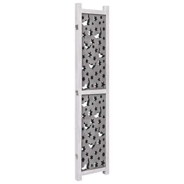 vidaXL Cloison de s&eacute;paration 3 panneaux Gris 105x165 cm Bois solide