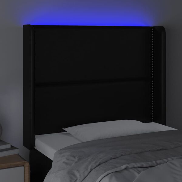 vidaXL T&ecirc;te de lit &agrave; LED Noir 83x16x118/128 cm Similicuir