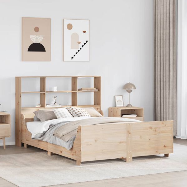 vidaXL Lit biblioth&egrave;que sans matelas 160x200 cm bois massif