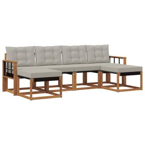 vidaXL Ensemble de canap&eacute;s d'ext&eacute;rieur 6 pc Gris Naturel et Clair
