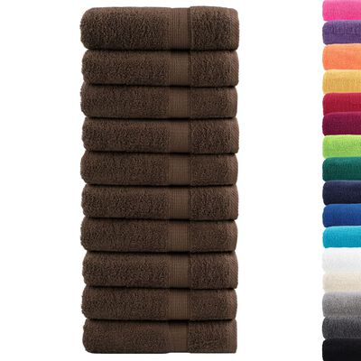 vidaXL Essuie-mains de qualité supérieure 10 pcs marron 100% coton