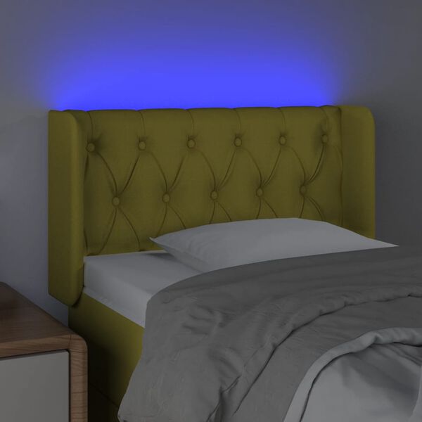 vidaXL T&ecirc;te de lit &agrave; LED Vert 83x16x78/88 cm Tissu
