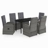 vidaXL Ensemble &agrave; manger de jardin avec coussins 7 pcs Gris