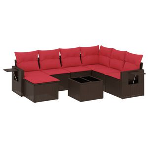 vidaXL Ensemble de canap&eacute; de jardin 8 pcs avec coussins marron