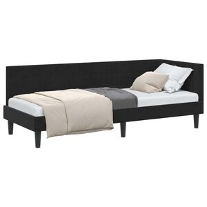 vidaXL Cadre de lit d'angle Noir 80 cm x 200 cm Velours