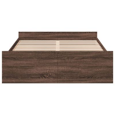 vidaXL Cadre de lit avec tiroirs sans matelas chêne marron 120x190 cm