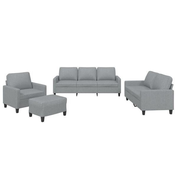 vidaXL Ensemble de canapés 4 pcs avec coussins Gris clair Tissu