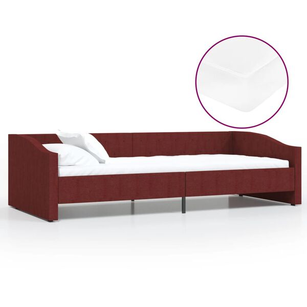 vidaXL Lit avec matelas et USB Rouge bordeaux Tissu 90x200 cm