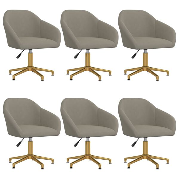 vidaXL Chaises pivotantes &agrave; manger lot de 6 gris clair velours