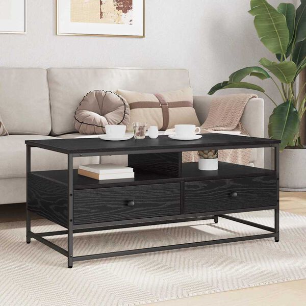 vidaXL Table basse Ch&ecirc;ne noir 100 x 51 x 45 cm Bois d'ing&eacute;nierie