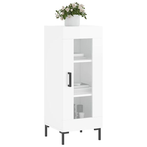 vidaXL Buffet Blanc brillant 34,5x34x90 cm Bois d'ing&eacute;nierie