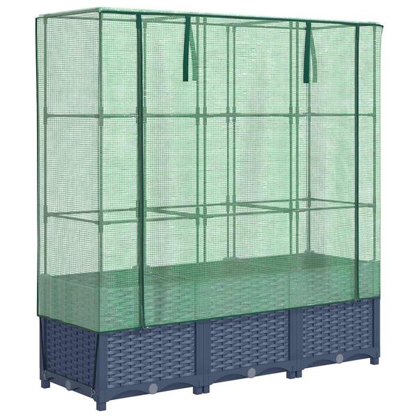 vidaXL Jardini&egrave;re sur&eacute;lev&eacute;e avec housse aspect rotin 120x40x138 cm