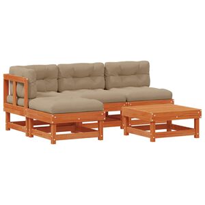 vidaXL Ensemble de salon de jardin 13 pc Brun cire Bois de pin massif